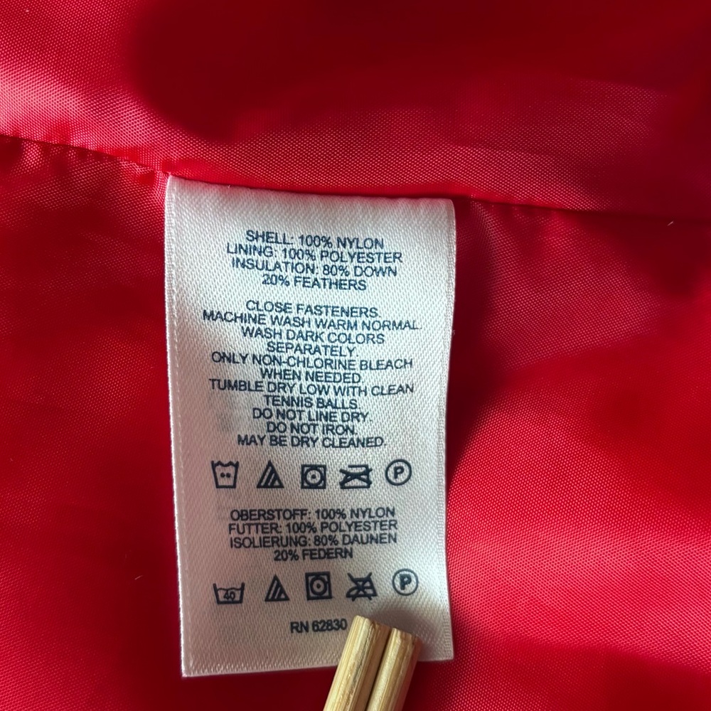 Lands End Down Puffer Jacket Coat Red Zipper Pockets Womens Size S(6-8) LIKE NEW - Picture 5 of 12